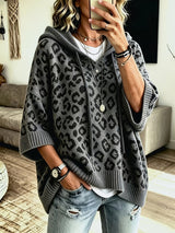 Women’s Oversized Hoodie Animal Print Drawstrings Wide Sleeves Ribbed Trim – Outdoor Art Fairs