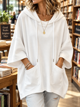 Women’s Oversized Hoodie Drawstrings Patch Pockets Wide Sleeves – Craft Fair Visits