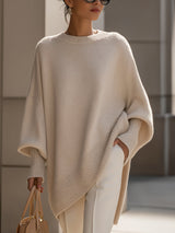 Women's Oversized Sweater Round Neck Dolman Sleeve Ribbed Trim – Gallery Visit