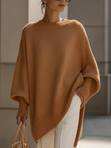 Women's Oversized Sweater Round Neck Dolman Sleeve Ribbed Trim – Gallery Visit
