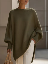 Women's Oversized Sweater Round Neck Dolman Sleeve Ribbed Trim – Gallery Visit