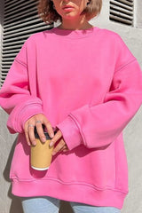 Women's Oversized Sweater Round Neck Dropped Shoulder Long Sleeve – Study Sessions