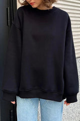 Women's Oversized Sweater Round Neck Dropped Shoulder Long Sleeve – Study Sessions