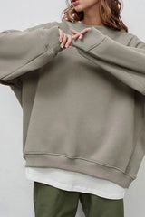 Women's Oversized Sweater Round Neck Dropped Shoulder Long Sleeve – Study Sessions