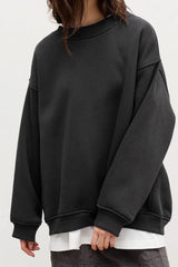 Women's Oversized Sweater Round Neck Dropped Shoulder Long Sleeve – Study Sessions
