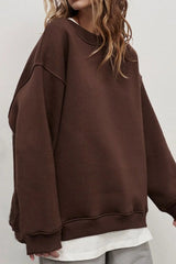 Women's Oversized Sweater Round Neck Dropped Shoulder Long Sleeve – Study Sessions