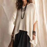 Women's Oversized Top Textured Round Neck Draped Hem – Art Fair