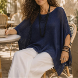 Women's Oversized Top Textured Round Neck Draped Hem – Art Fair