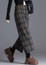 Women’s Pants Pleated Front Wide Leg Plaid Pattern – Campus Visits