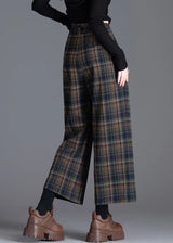 Women’s Pants Pleated Front Wide Leg Plaid Pattern – Campus Visits