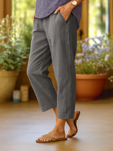 Women's Pants Tapered Leg Cuffed Hem Side Pocket – Garden Walks