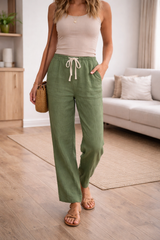 Women's Pants Wide Leg Drawstring Side Pockets – Resort Daytime