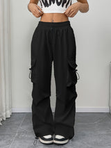 Women's Parachute Pants Cargo Pocket Drawstring Wide Leg – Night Out