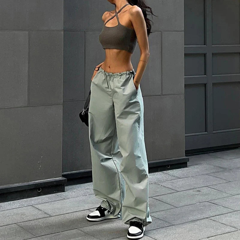 Women's Parachute Pants Wide Leg Elastic Waist – Going Out