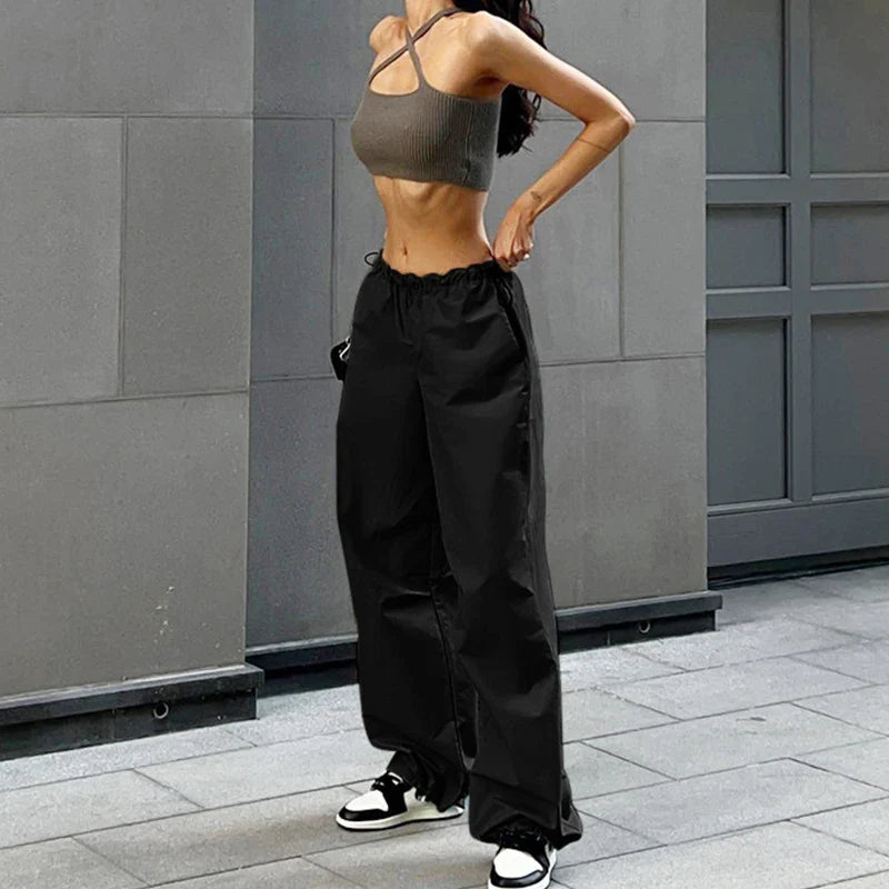 Women's Parachute Pants Wide Leg Elastic Waist – Going Out
