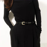 Women's Pin Buckle Belt Narrow Strap Square Buckle – Casual Outfit Accessory