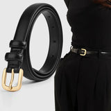 Women's Pin Buckle Belt Narrow Strap Square Buckle – Casual Outfit Accessory