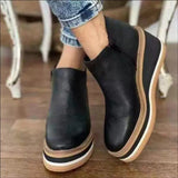 Women's Platform Ankle Boots Side Zip Round Toe Wedge Sole – Weekend Outing