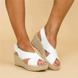 Women's Platform Espadrille Sandals Open Toe Cross Strap Wedge – Casual Summer Style