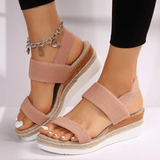 Women's Platform Espadrille Sandals Open Toe Elastic Strap – Beach Vacation