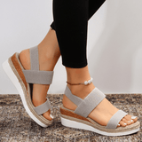 Women's Platform Espadrille Sandals Open Toe Elastic Strap – Beach Vacation