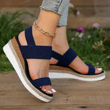 Women's Platform Espadrille Sandals Open Toe Elastic Strap – Beach Vacation