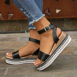 Women's Platform Sandals Open Toe Ankle Strap – Beach Vacation Summer