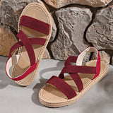 Women's Platform Sandals Open Toe Criss Cross Strap Braided Sole – Summer Beach Party