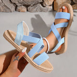 Women's Platform Sandals Open Toe Criss Cross Strap Braided Sole – Summer Beach Party