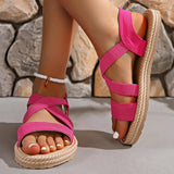 Women's Platform Sandals Open Toe Criss Cross Strap Braided Sole – Summer Beach Party