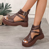 Women's Platform Sandals Open Toe Layered Strap Buckle – Going Out Summer
