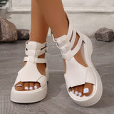 Women's Platform Sandals Open Toe Layered Strap Buckle – Going Out Summer