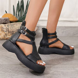 Women's Platform Sandals Open Toe Layered Strap Buckle – Going Out Summer