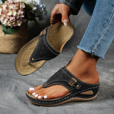 Women's Platform Slide Sandals Buckle Strap Open Toe - Going Out
