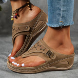 Women's Platform Slide Sandals Buckle Strap Open Toe - Going Out