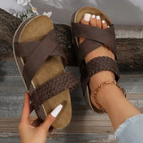 Women's Platform Slide Sandals Cross Strap Open Toe – Beach Vacation Summer