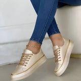 Women's Platform Sneakers Chain Lace-Up Metallic – Going Out