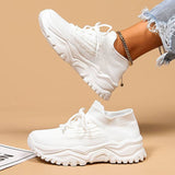 Women's Platform Sneakers Chunky Sole Sock Lace-Up – Casual