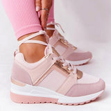 Women's Platform Sneakers Lace Up Perforated Panels – Casual Day