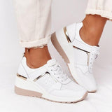 Women's Platform Sneakers Lace Up Perforated Panels – Casual Day