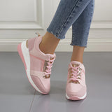 Women's Platform Sneakers Lace Up Perforated Panels – Casual Day