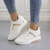 Women's Platform Sneakers Lace Up Perforated Panels – Casual Day