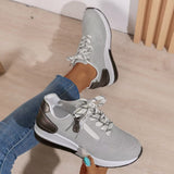 Women's Platform Sneakers Lace Up Side Zip Contrast Heel – Everyday Casual Wear