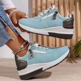 Women's Platform Sneakers Lace Up Side Zip Contrast Heel – Everyday Casual Wear
