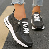 Women's Platform Sneakers Lace Up Side Zipper – Chunky Sole Casual
