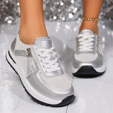 Women's Platform Sneakers Lace Up Side Zipper – Chunky Sole Casual