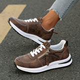Women's Platform Sneakers Lace Up Side Zipper – Chunky Sole Casual