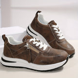 Women's Platform Sneakers Lace Up Side Zipper – Chunky Sole Casual