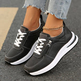 Women's Platform Sneakers Lace Up Side Zipper – Chunky Sole Casual