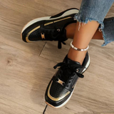 Women's Platform Sneakers Perforated Lace Up Rounded Toe – Sporty Streetwear